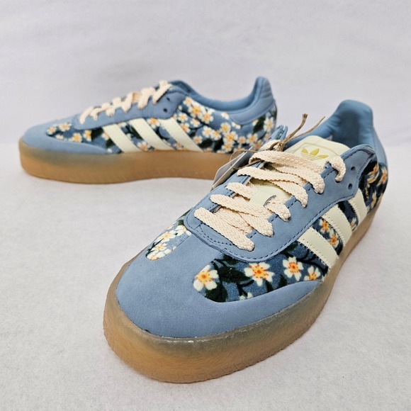 Adidas Sambae x Liberty London Sneakers JQ6046 Blue Floral Women's Size 9.5 - Picture 3 of 10